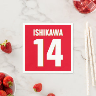 Individuelle Name, Anzahl, Farben. Sportfans rot Serviette