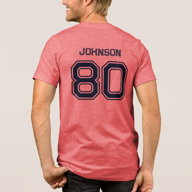 Individuelle Name, Anzahl, Teamroter Tri-Blend Shirt (Rückseite)