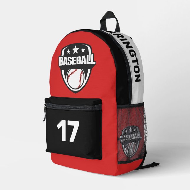 Individuelle Name, Anzahl und Farbbaseball Bedruckter Rucksack (Rückseitige Ecke Rechts)
