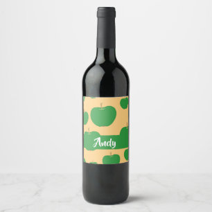 Individuelle Name-Äpfel mit orangefarbenen Weinetikett