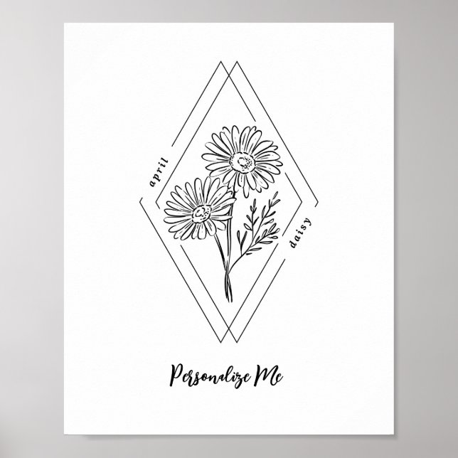 Individuelle Name April Daisy Birth Blume Poster (Vorne)