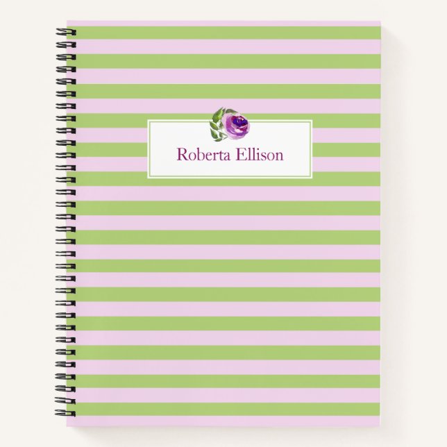 individuelle Name Aquarellfarben Rose Striptease B Notizbuch (Vorderseite)