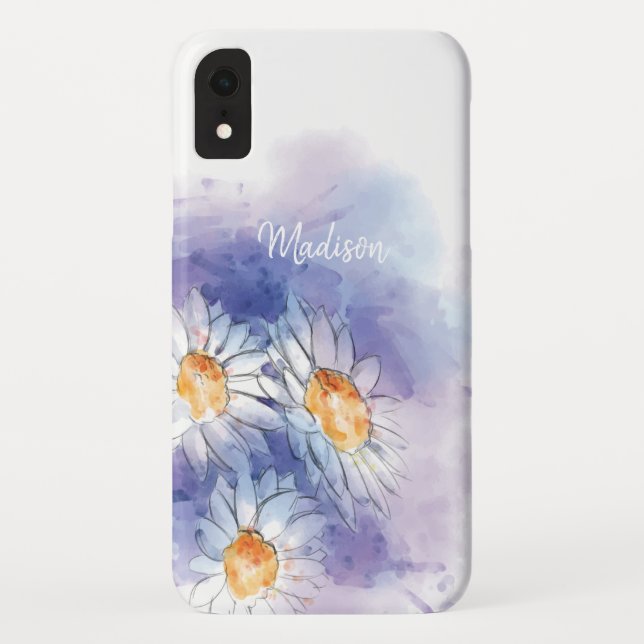 Individuelle Name| Aquarellfarbenes Blumenmuster Case-Mate iPhone Hülle (Rückseite)