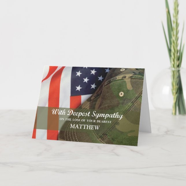 Individuelle Name Army Militär Soldat Beileid Hat Karte (Vorderseite)