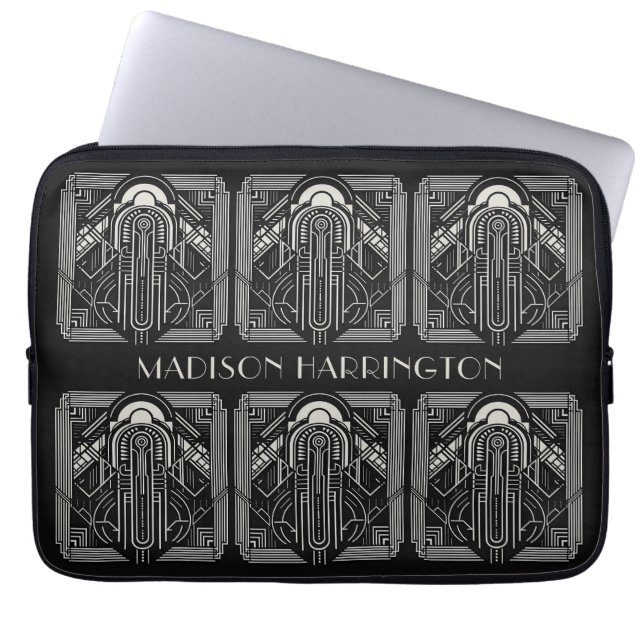 Individuelle Name Art Deco Laptopschutzhülle (Vorderseite)