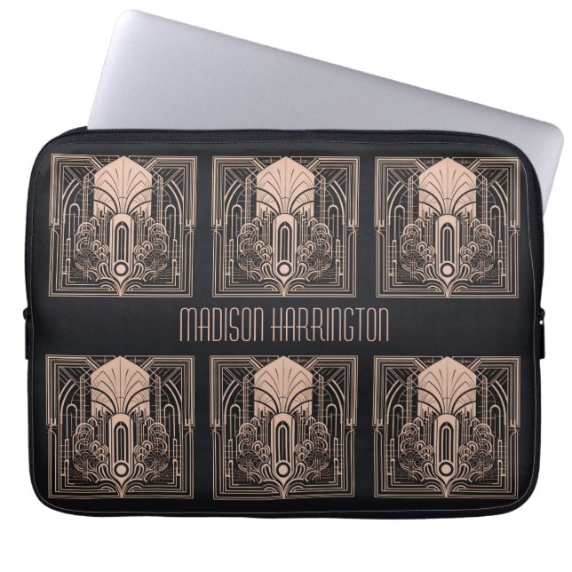 Individuelle Name Art Deco Laptopschutzhülle (Vorderseite)