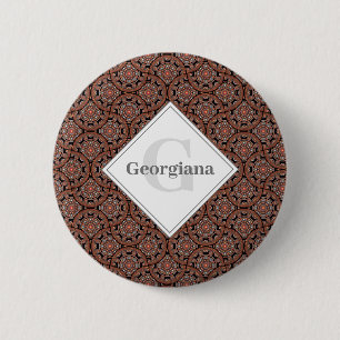 Individuelle Name Art Deco Safari Sunset Boho Mand Button