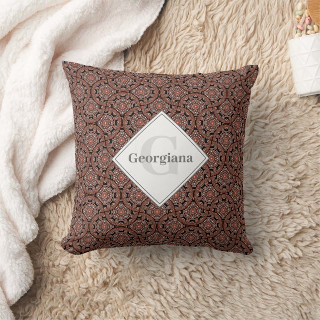 Individuelle Name Art Deco Safari Sunset Boho Mand Kissen (Decke)