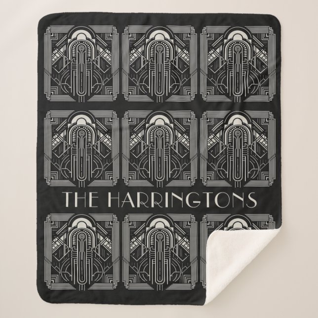 Individuelle Name Art Deco Sherpadecke (Vorderseite)