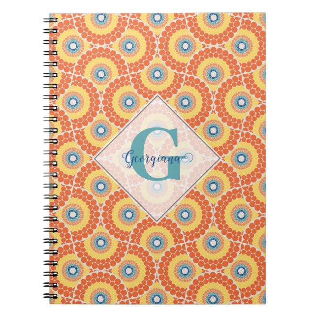 Individuelle Name Art Deco Sommer Radiant Mandala Notizblock (Vorderseite)