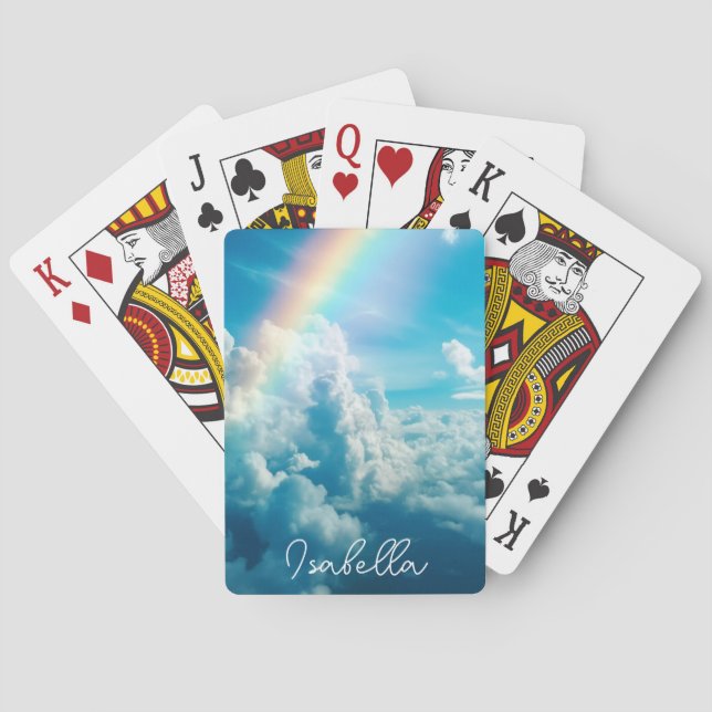 Individuelle Name Ästhetischer Regenbogen und Wolk Spielkarten (Rückseite)