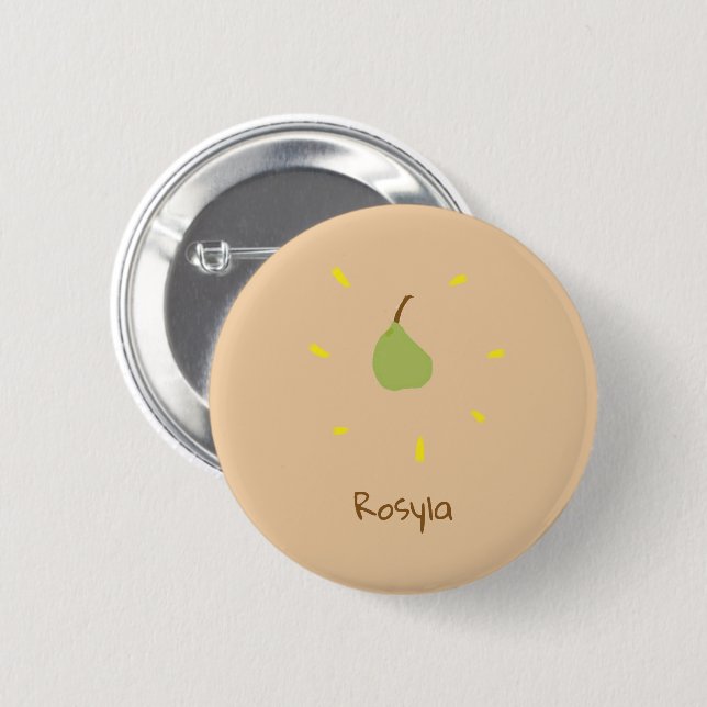 Individuelle Name auf braune Birne gemalt Button (Vorne & Hinten)