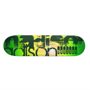 Individuelle Name auf Neongelb und Grün Skateboard