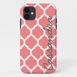Individuelle Name auf rosa marokkanische Trellis Case-Mate iPhone Hülle