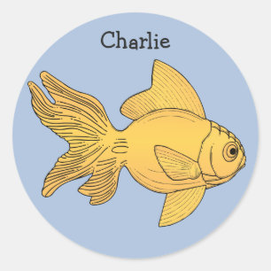 Individuelle Name-Aufkleber für Fisch Runder Aufkleber