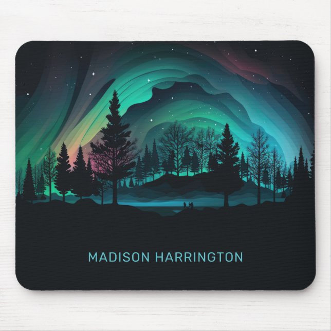 Individuelle Name Aurora Borealis Illustration Mousepad (Vorne)