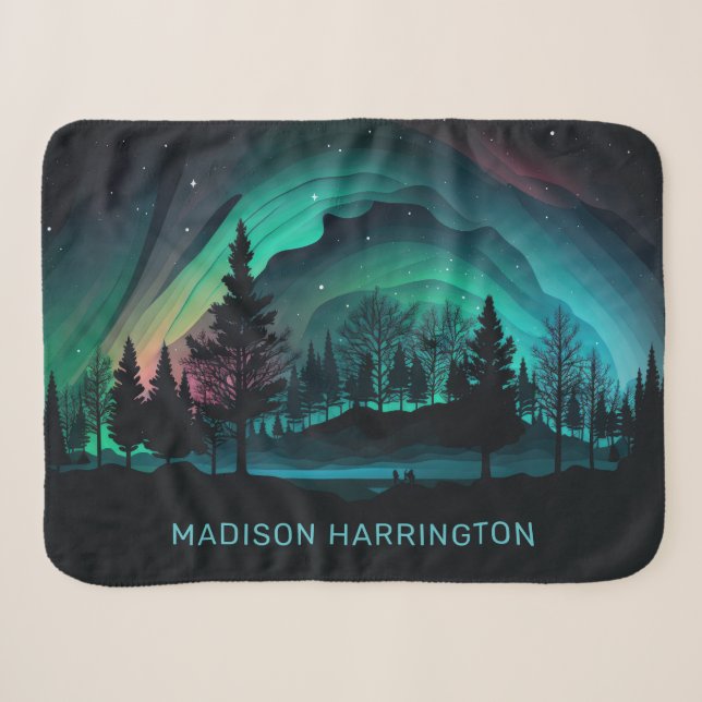 Individuelle Name Aurora Borealis Illustration Sherpadecke (Vorderseite (Horizontal))