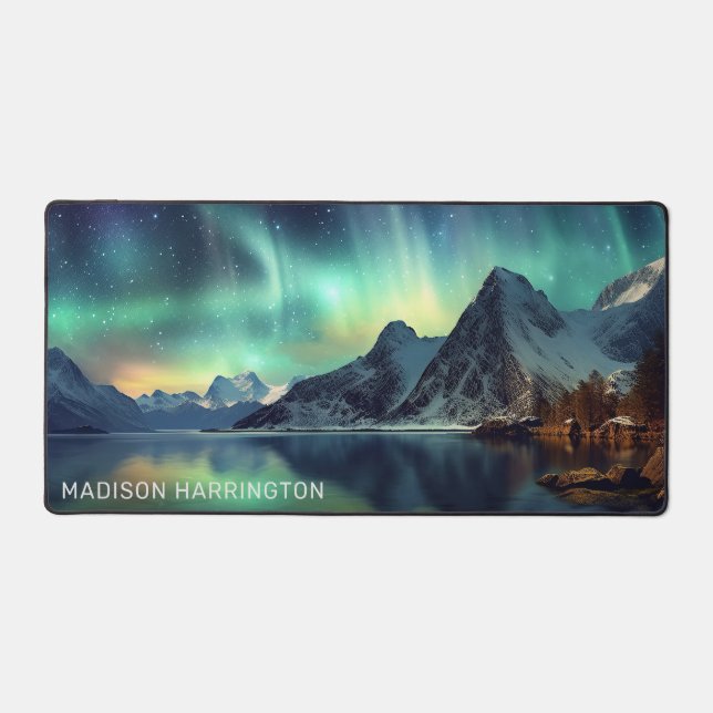 Individuelle Name Aurora Borealis Schreibtischunterlage (Vorderseite)