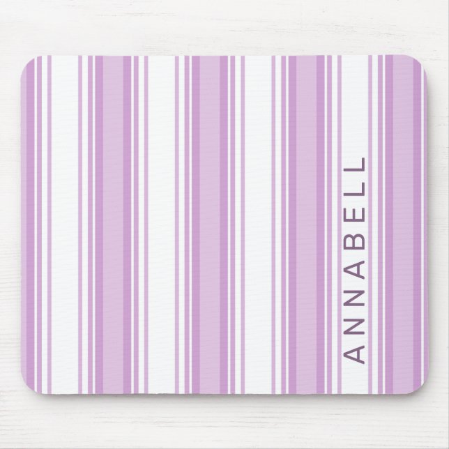 individuelle Name aus lila und weißen Streifen Mousepad (Vorne)