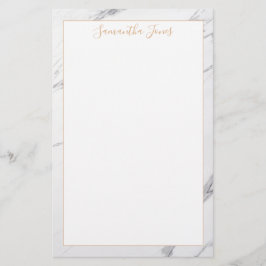 Individuelle Name aus weißem Marmor und Gold Briefpapier