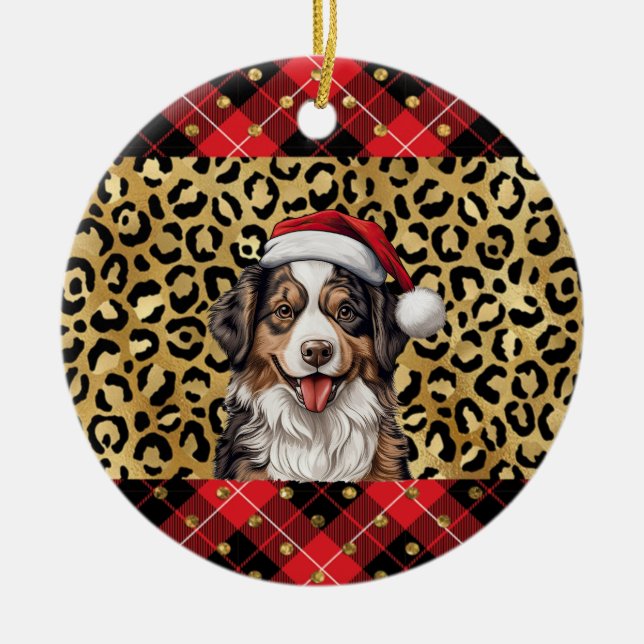 Individuelle Name Australian Shepherd dog Weihnach Keramik Ornament (Vorne)