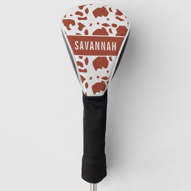 Individuelle Name Ayrshire Kuh Tierbild Golf Headcover (Vorderseite)