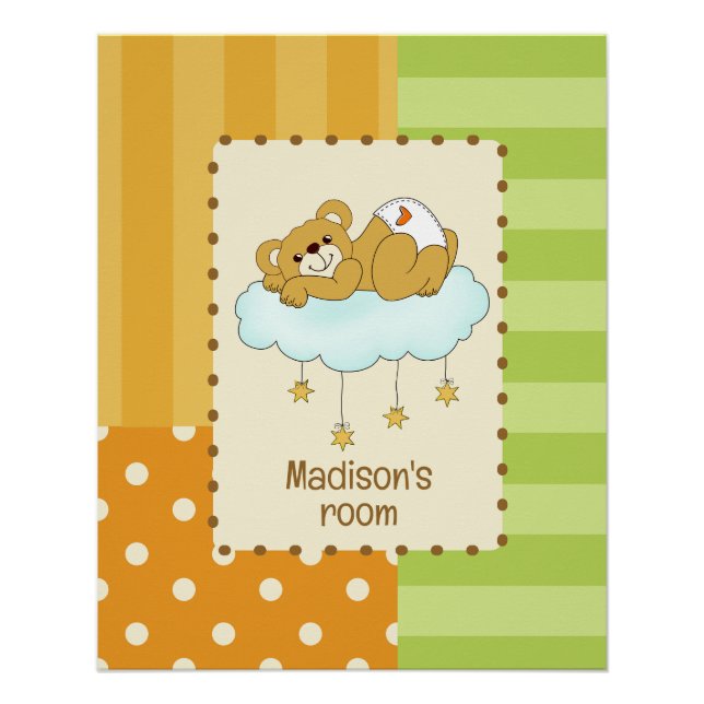 Individuelle Name Baby Bear Teddy Poster (Vorderseite)