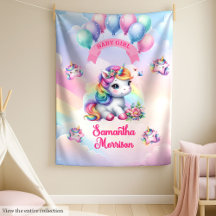 Individuelle Name Baby Blanket Unicorn Regenbogenw