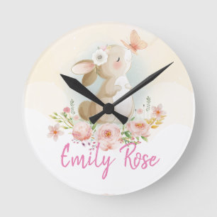 Individuelle Name Baby Kinderzimmer Runde Wanduhr