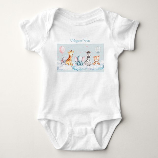 Individuelle Name Baby Zebra mit all seinen Freund Baby Strampler (Vorderseite)