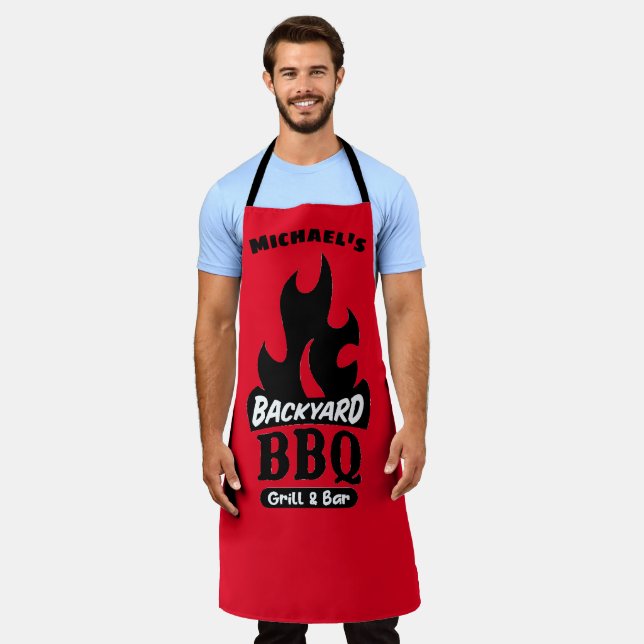 Individuelle Name Backyard GRILLEN Grill und Bar Schürze (Getragen)