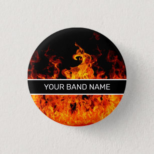 Individuelle Name Band Button Flammen Rock Music B