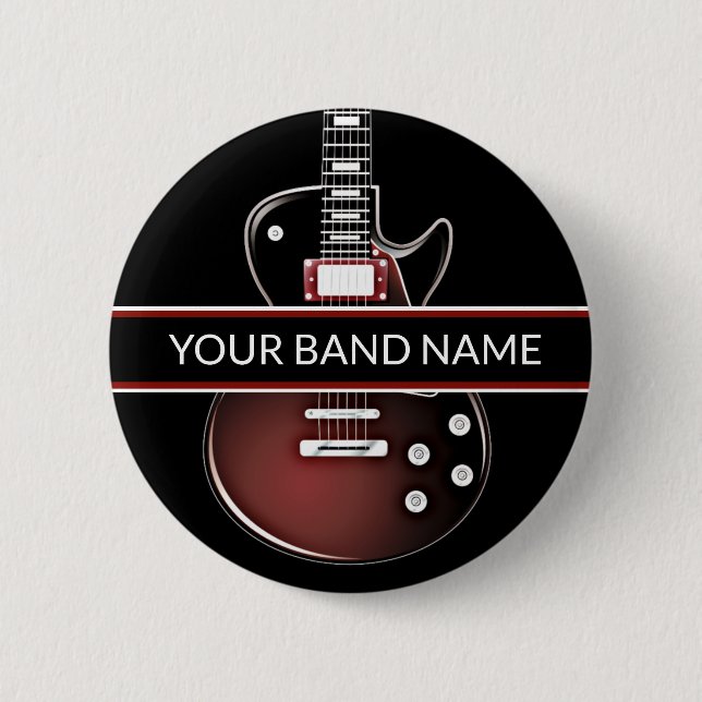 Individuelle Name Band Merch Guitar Rock and Roll  Button (Vorderseite)