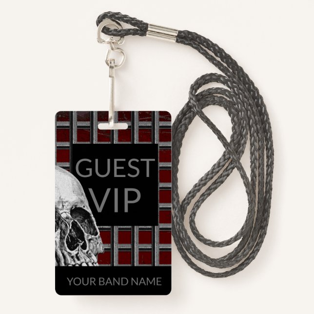 Individuelle Name Band Merch Rock Skull Metal Lany Ausweis (Vorderseite mit Schlüsselband)