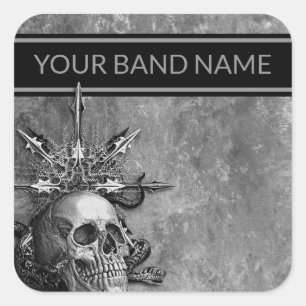 Individuelle Name Band Merch Rock Skull Metal Musi Quadratischer Aufkleber