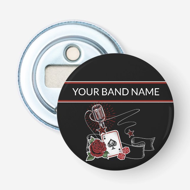 Individuelle Name Band Merch Rockabilly Rock Music Flaschenöffner (Vorderseite)