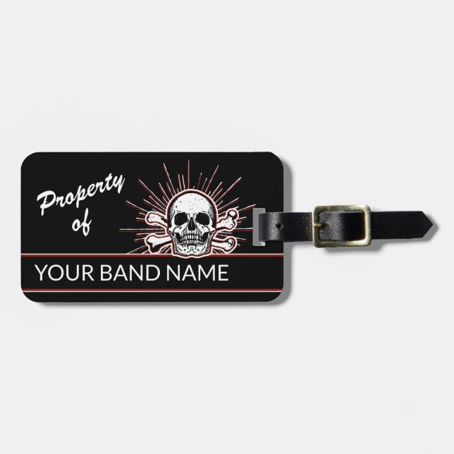 Individuelle Name Band Skull Bones Rock Punk Music Gepäckanhänger (Vorderseite horizontal)