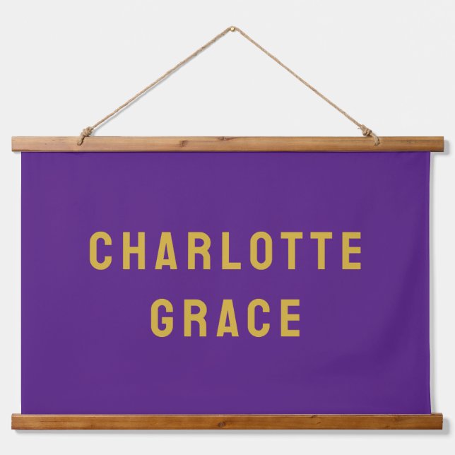 Individuelle Name Banner Personalisiert Kinderzimm Wandteppich Mit Holzrahmen (Vorne)