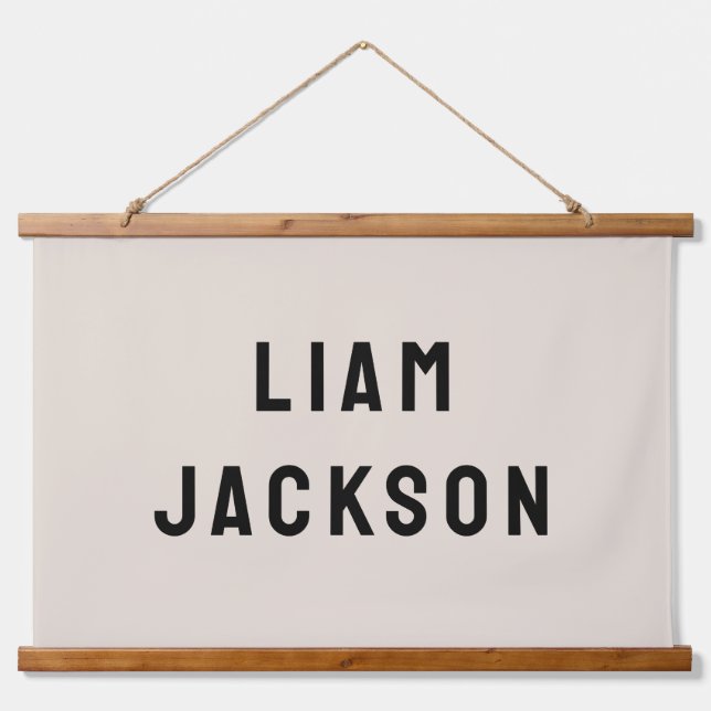 Individuelle Name Banner Personalisiertes Kinderzi Wandteppich Mit Holzrahmen (Vorne)