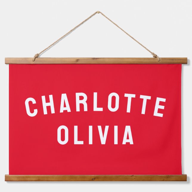 Individuelle Name Banner Personalisiertes Kinderzi Wandteppich Mit Holzrahmen (Vorne)