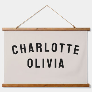 Individuelle Name Banner Personalisiertes Kinderzi Wandteppich Mit Holzrahmen