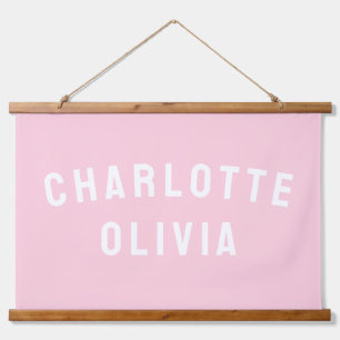 Individuelle Name Banner Personalisiertes Kinderzi Wandteppich Mit Holzrahmen