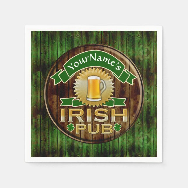 Individuelle Name Bar Irish Pub Sign St Patricks D Serviette (Vorderseite)