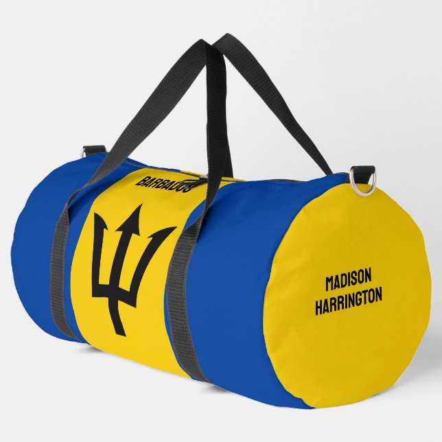 Individuelle Name Barbados Flag Duffle Bag (Linke Ecke)