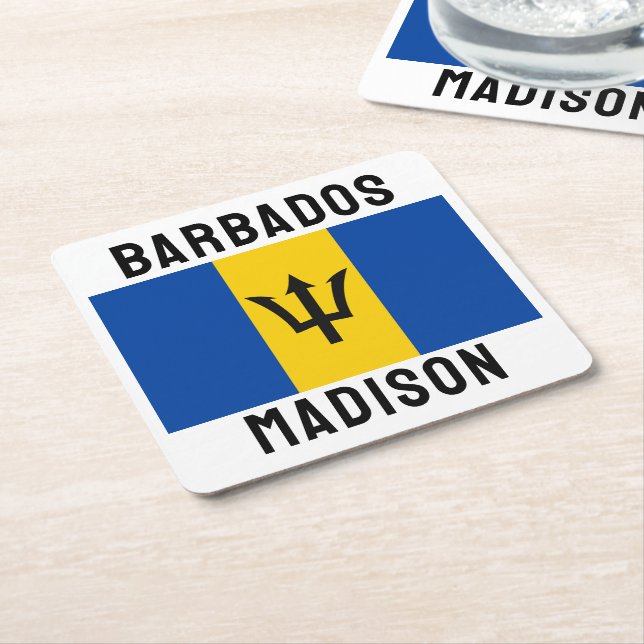 Individuelle Name Barbados Flag Rechteckiger Pappuntersetzer (angewinkelt)
