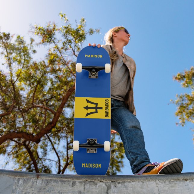 Individuelle Name Barbados Flag Skateboard (Außenbereich 1)