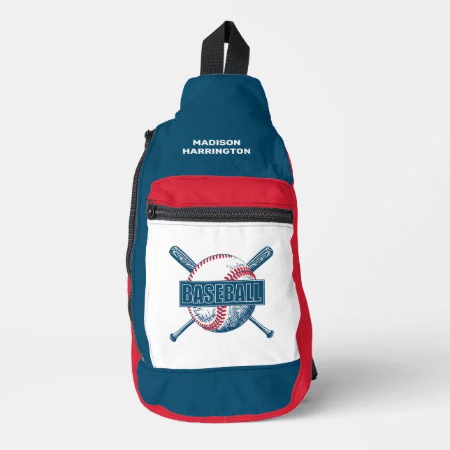 Individuelle Name Baseball Crossbody Bag (Vorderseite)