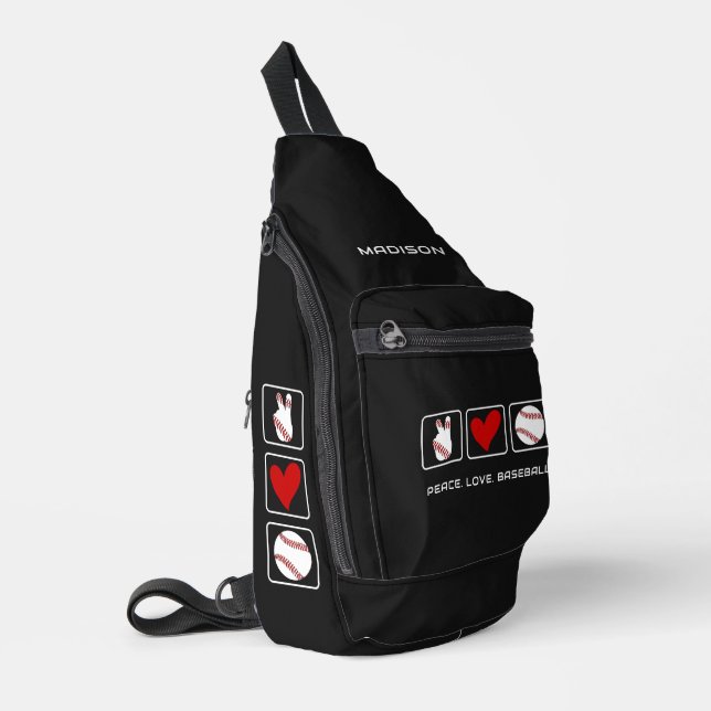 Individuelle Name Baseball Crossbody Bag (Linke Seite)
