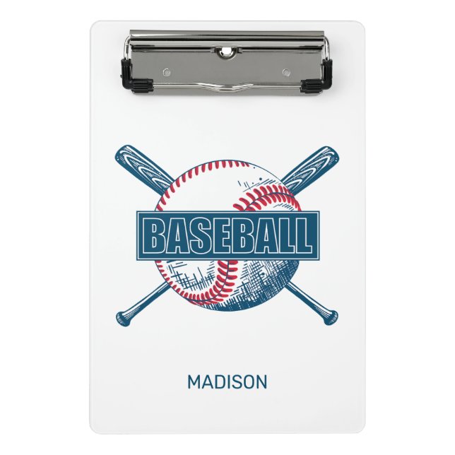 Individuelle Name Baseball Mini Klemmbrett (Vorderseite)