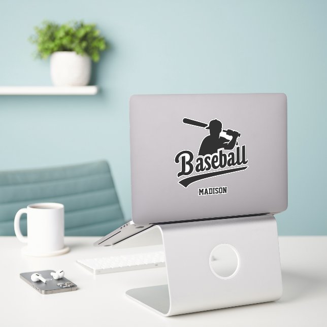 Individuelle Name Baseball Player Aufkleber (Laptop auf Schreibtisch)